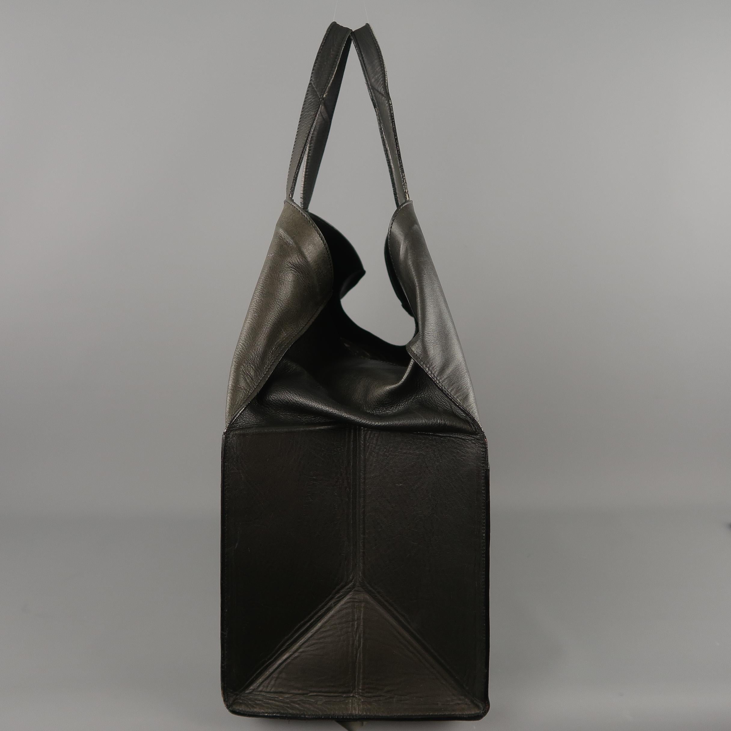 MAISON MARTIN MARGIELA Black Leather Icons Shopper / Clutch Tote Bag 2
