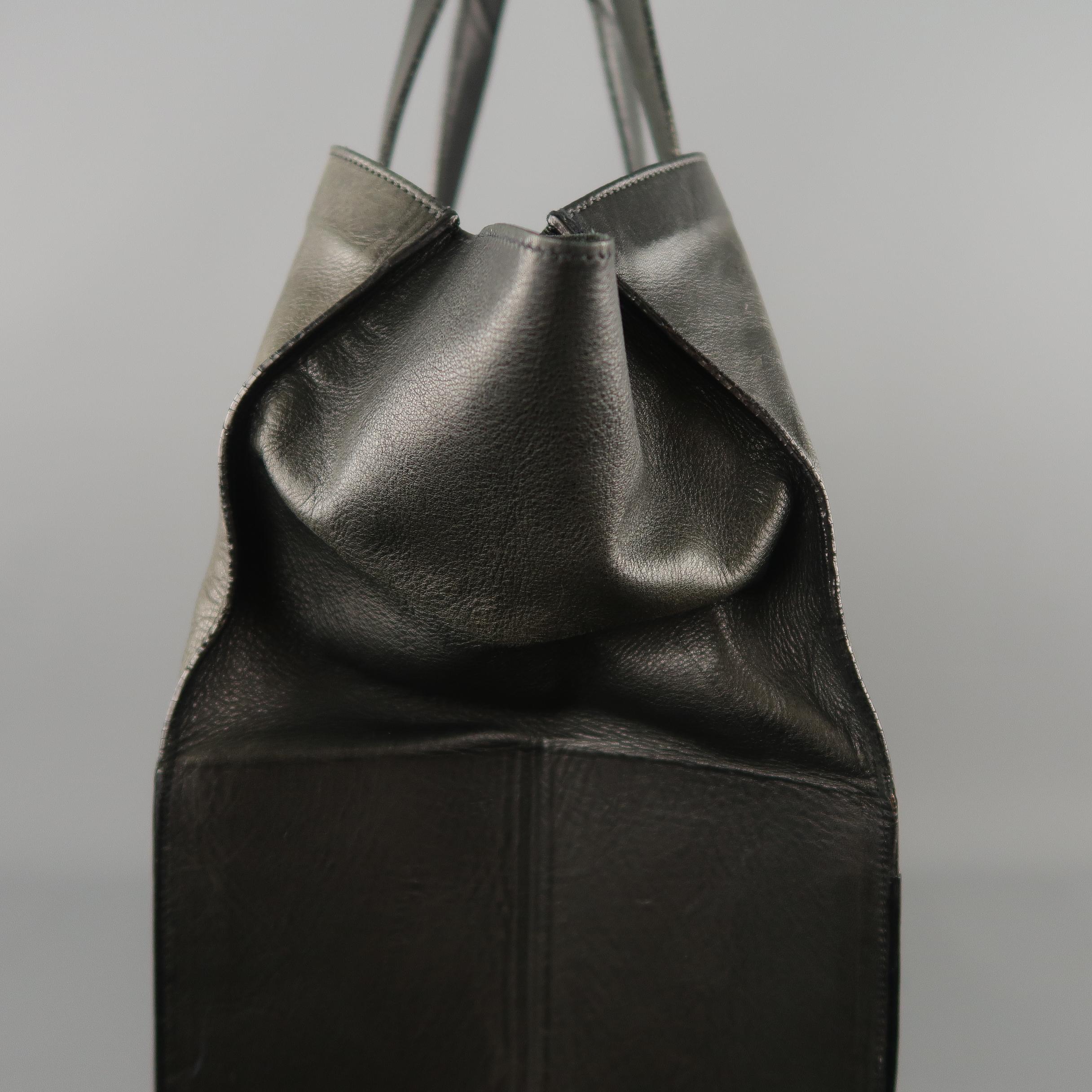 MAISON MARTIN MARGIELA Black Leather Icons Shopper / Clutch Tote Bag 3