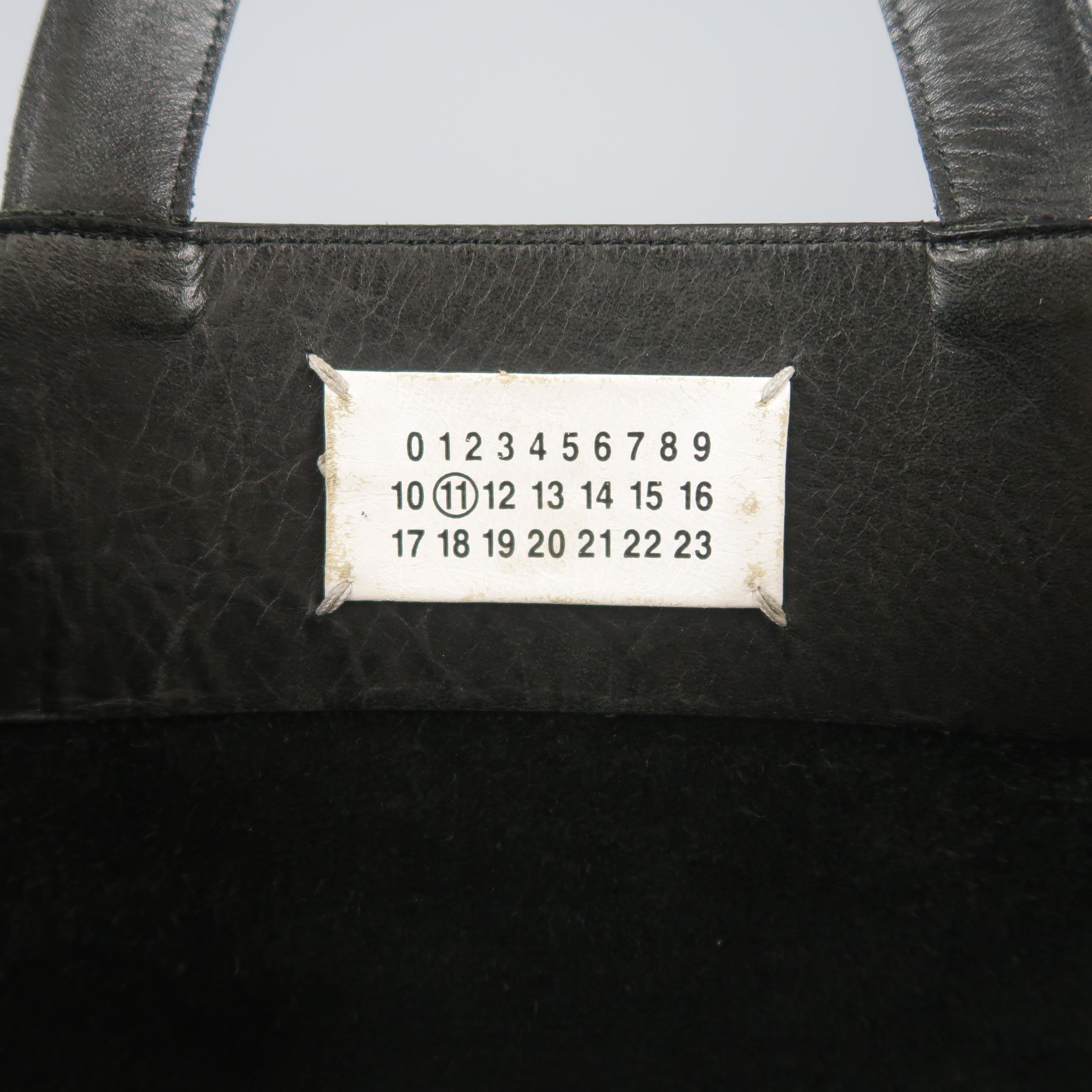 MAISON MARTIN MARGIELA Black Leather Icons Shopper / Clutch Tote Bag 6