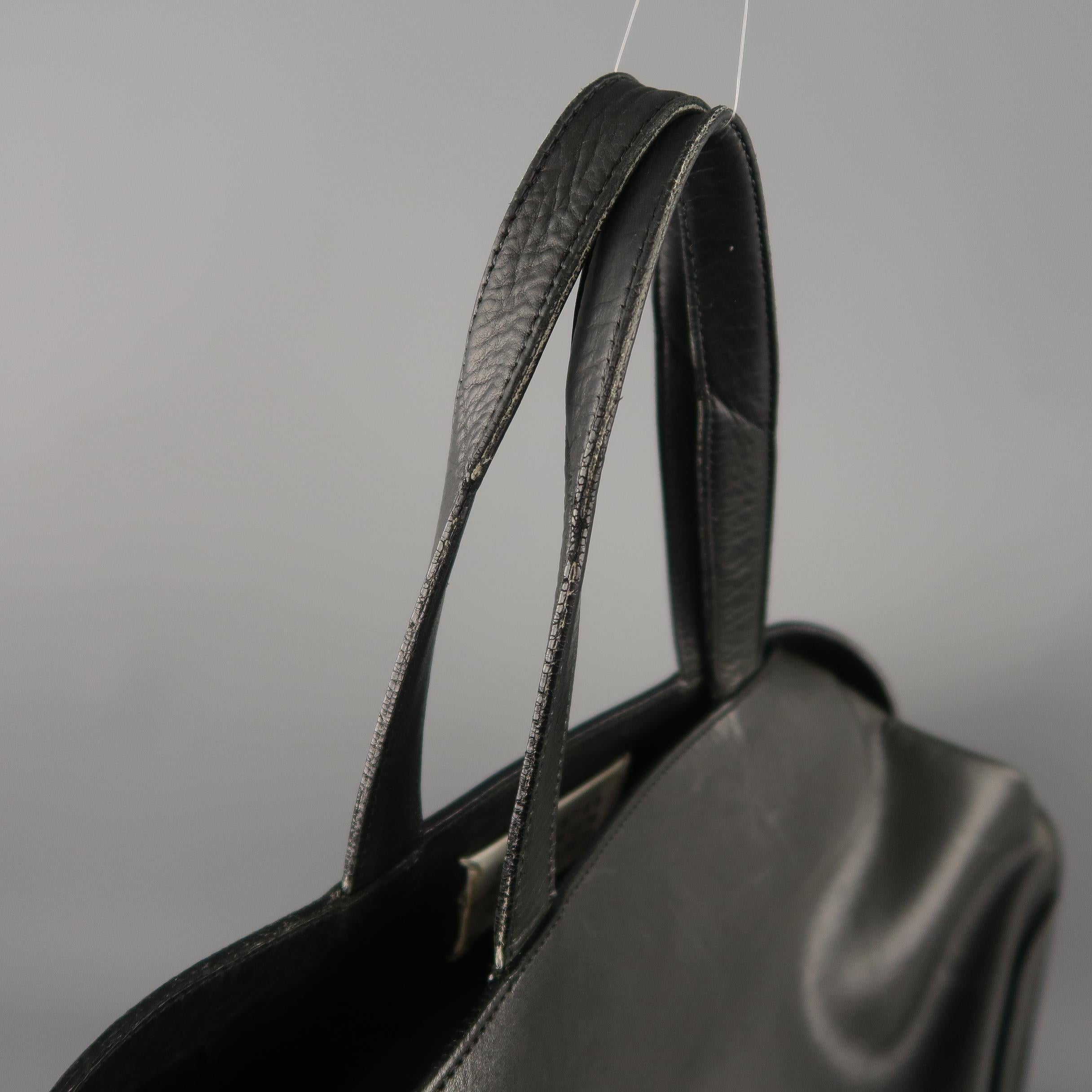 MAISON MARTIN MARGIELA Black Leather Icons Shopper / Clutch Tote Bag 4