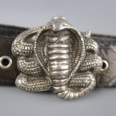 Vintage INSTYLE 1979 Size 32 Black Studded Leather Cobra Buckle Belt