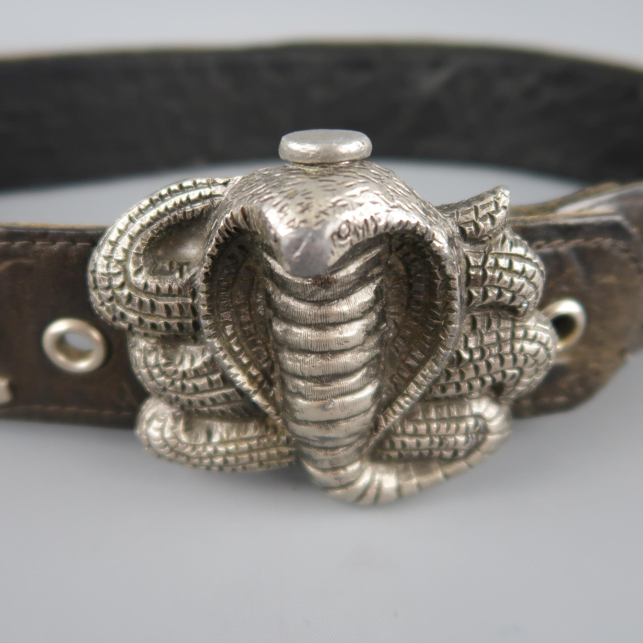 leather belt with cobra buckle