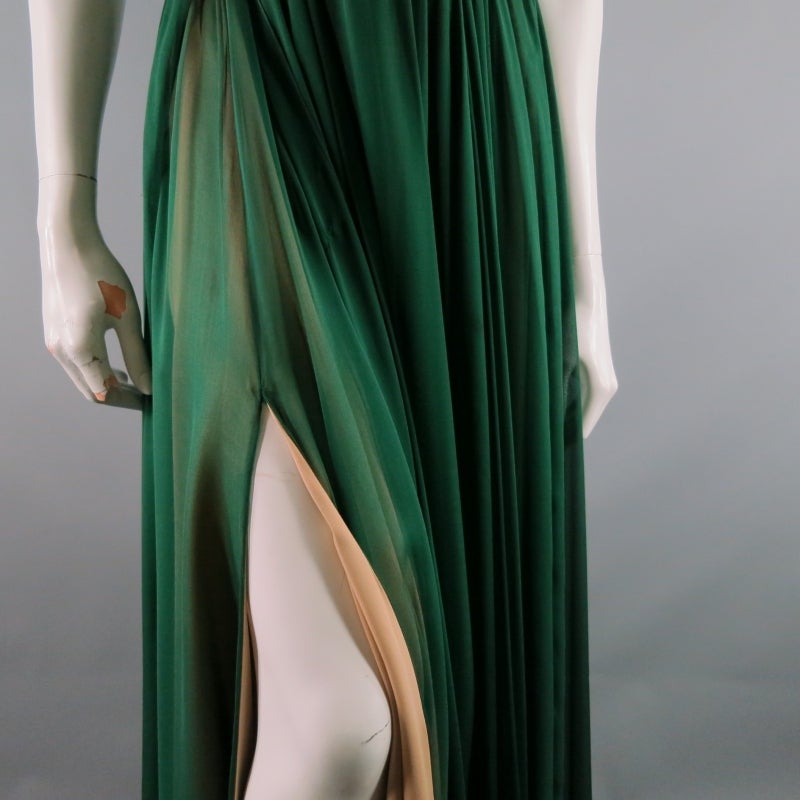 2012s REEM ACRA Size 4 Emerald Silk Art Deco Gown/Evening Wear 2