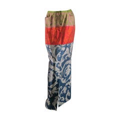 1990's OSCAR DE LA RENTA Size 8 Multi-Color Long Silk Skirt