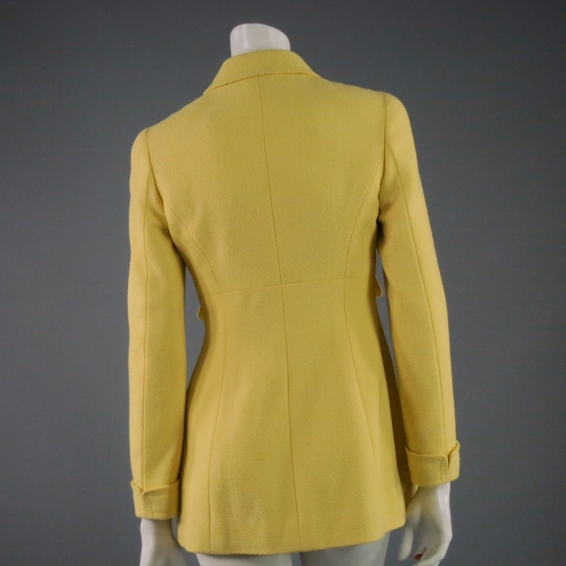 Brown Vintage CHANEL Size 2 Yellow Wool /nylon Jacket with Patch Pockets