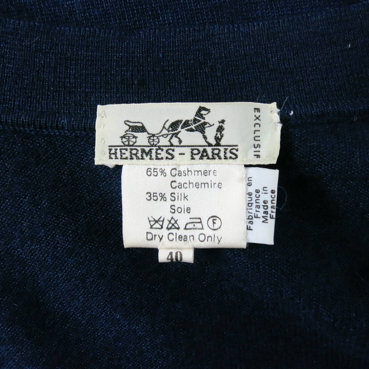 Vintage HERMES Size 8 Navy Cashmere / Silk Scarf Cardigan at 1stDibs ...