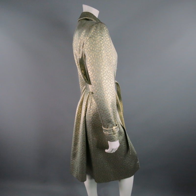 VALENTINO Size 8 Gold Metallic Trenchcoat In Excellent Condition In San Francisco, CA