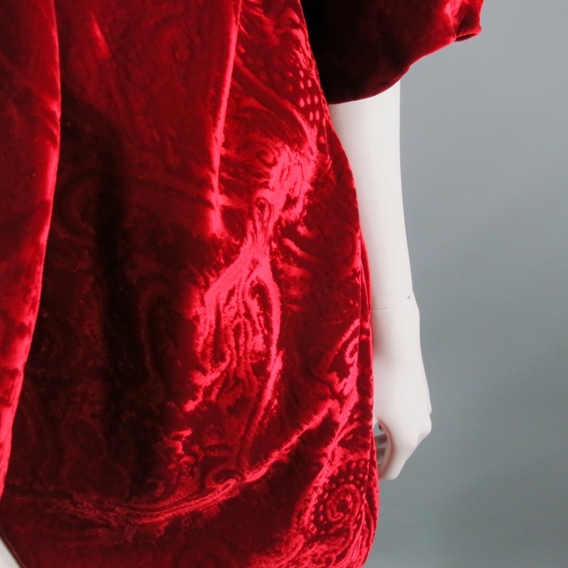 2007s DAVID SZETO Size 4 Red Evening Viscose Blend Opera Coat In Excellent Condition In San Francisco, CA