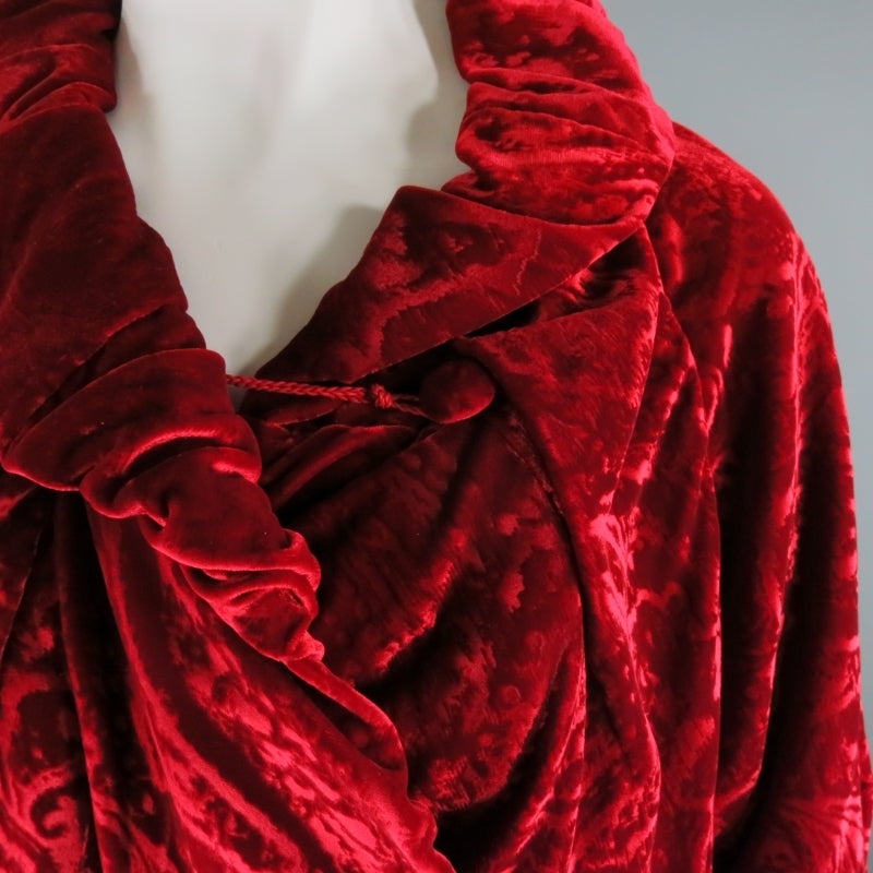 2007s DAVID SZETO Size 4 Red Evening Viscose Blend Opera Coat 2