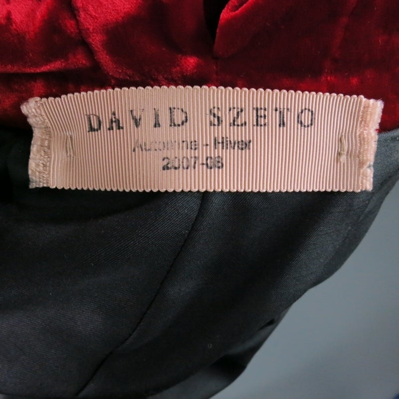 2007s DAVID SZETO Size 4 Red Evening Viscose Blend Opera Coat 1