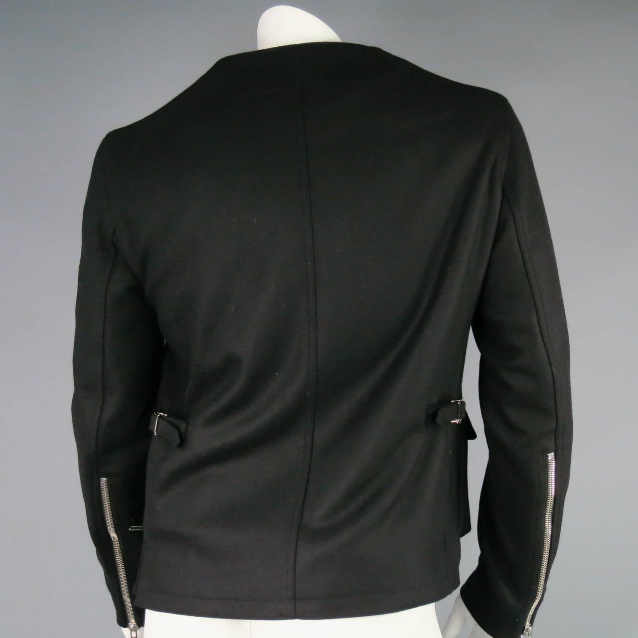 2013's GIVENCHY Men's 38 Wool Blend Motorcycle Black Jacket 2