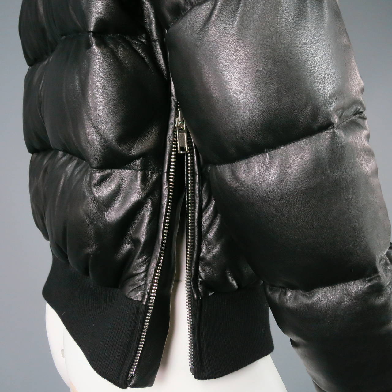 2013's GIVENCHY Black Quilted Leather Motorcycle Bomber Jacket Men's Size 40 In New Condition In San Francisco, CA