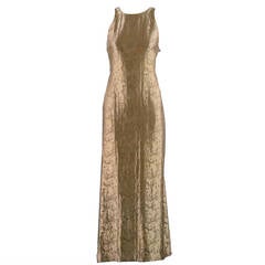 Vintage RALPH LAUREN Size 4 Platinum Metallic Polyester Silk Art Deco Gown/Evening Wear