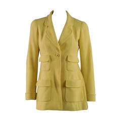 Vintage CHANEL Size 2 Yellow Wool /nylon Jacket with Patch Pockets