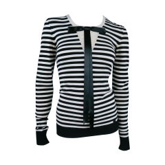 Chanel Size 38 EU Black and White Viscose Blend Stripe Sailor Sweater