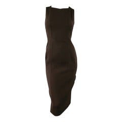 Vintage Classic CHANEL Size 8 Brown Silk/lycra Fiited Dress