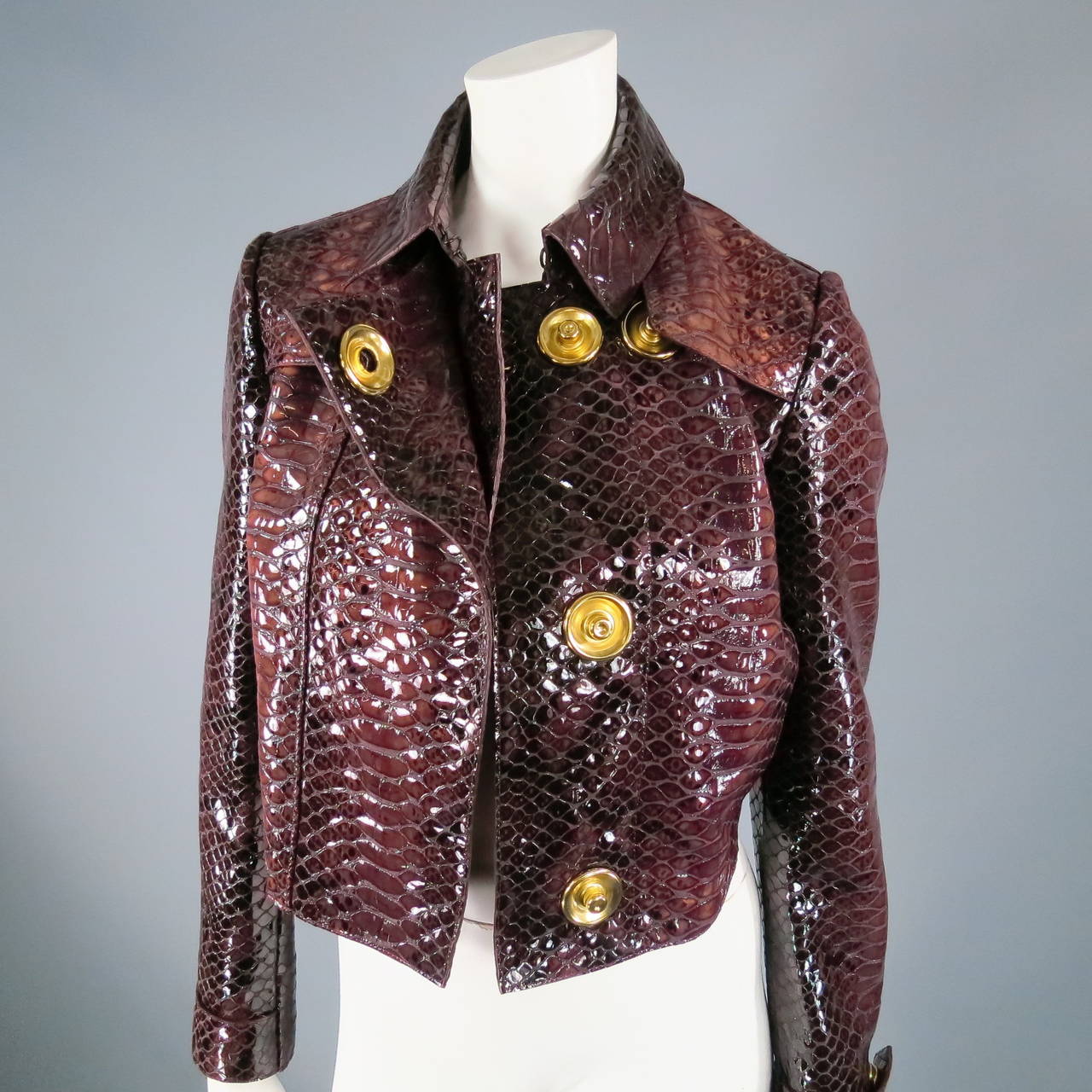 burgundy patent leather jacket