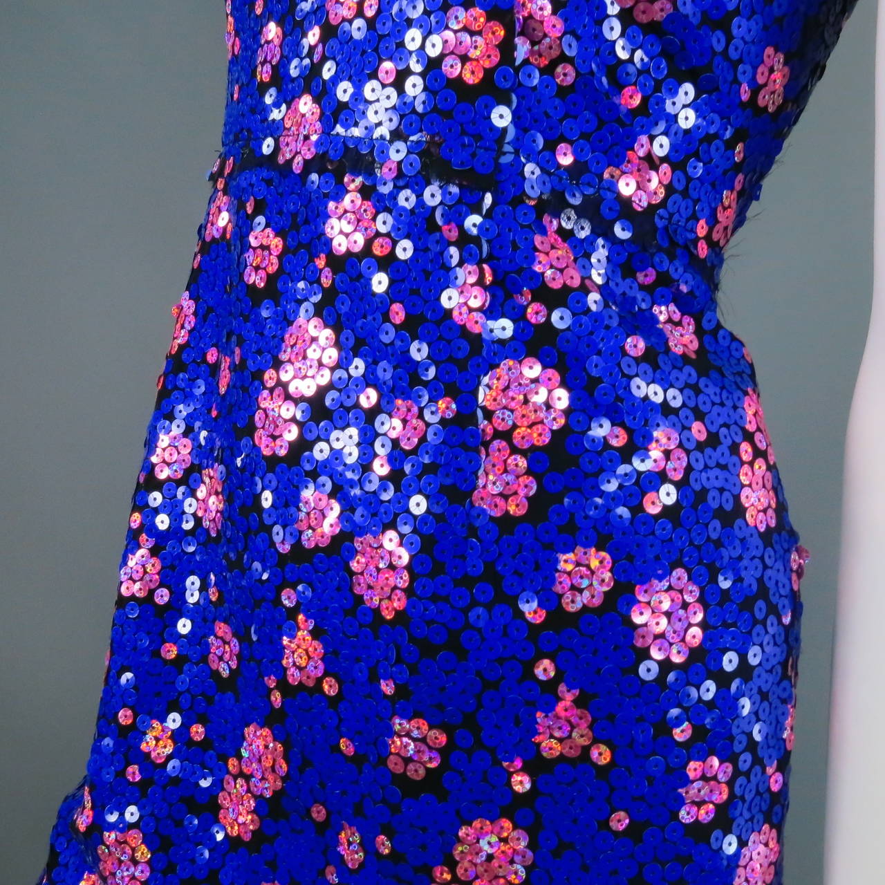 MARC JACOBS Size 4 Purple Floral Silk Sequence Cocktail Dress For Sale ...