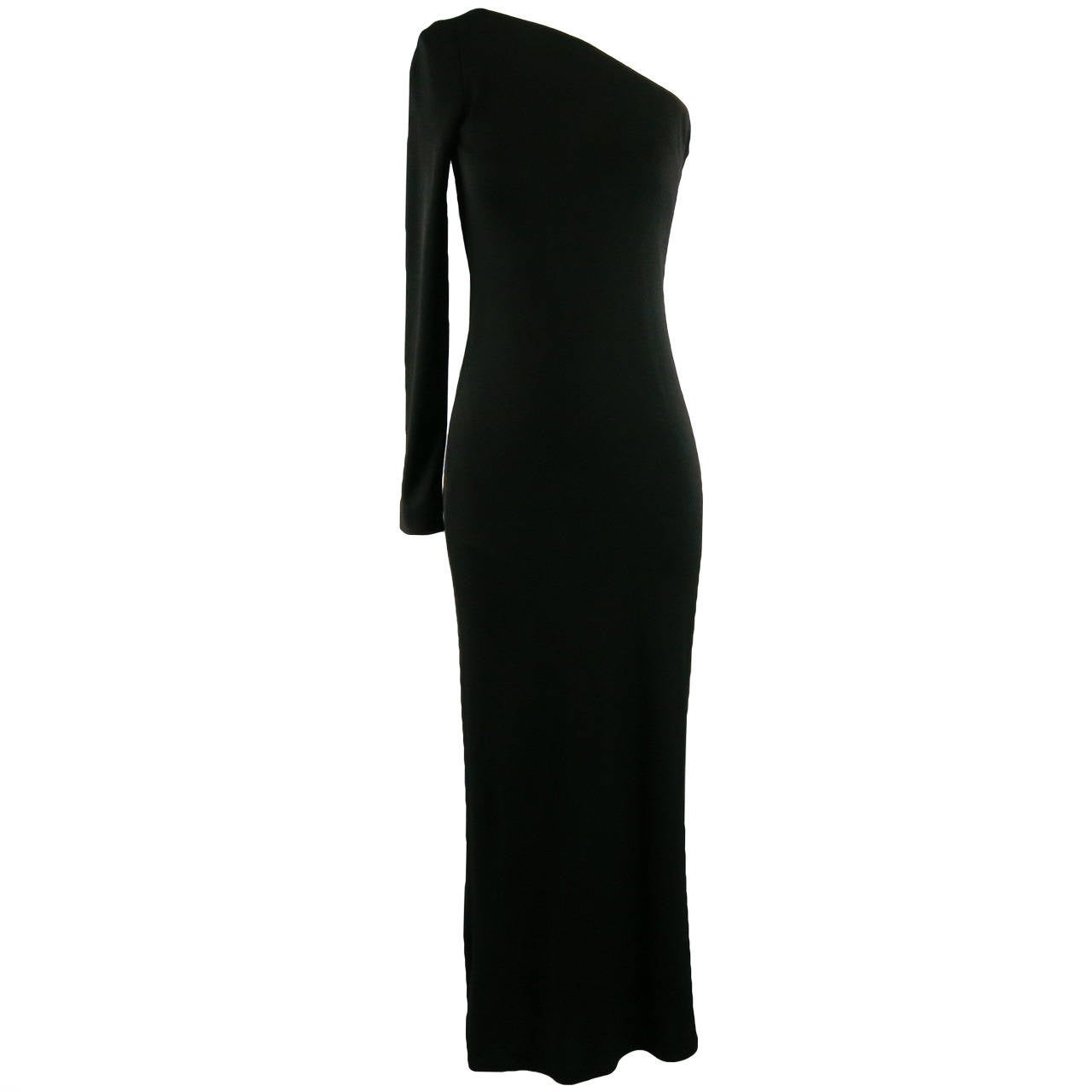 RALPH LAUREN COLLECTION Size 2 Black Viscose One Shoulder Gown/Evening Wear
