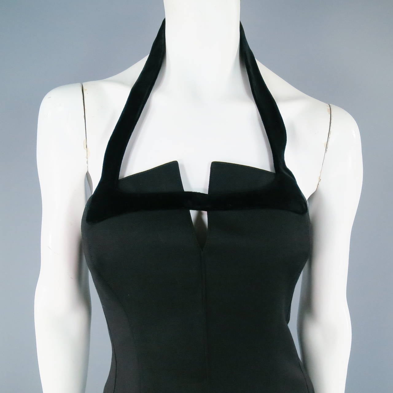 THIERRY MUGLER Size 6 Black Cotton/Wool Cocktail Dress In Excellent Condition In San Francisco, CA