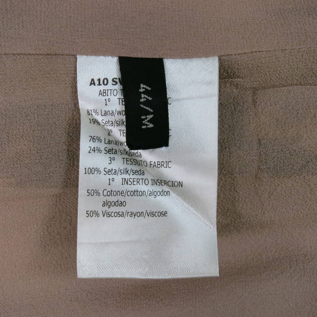 2010's GIAMBATTISTA VALLI Size 10 Tan Wool / Silk Cocktail Dress 4