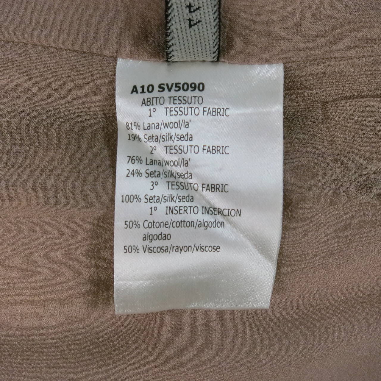 2010's GIAMBATTISTA VALLI Size 10 Tan Wool / Silk Cocktail Dress 3