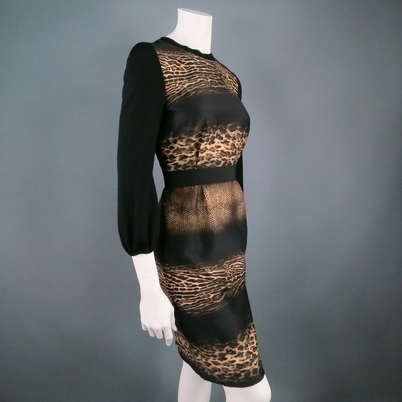 2012's GIAMBATTISTA VALLI Size 6 Black Wool / Silk Cocktail Dress 1