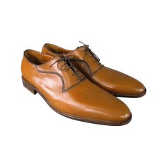 A. Testoni Men's Leather Caramel Lace Up Shoes 