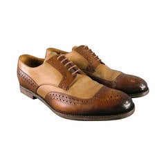 PRADA  Size 8 Men's Leather Two Toned Wingtip Lace Up.