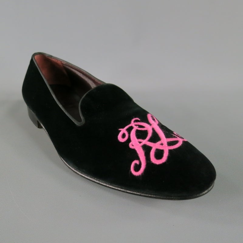 pink velvet loafers
