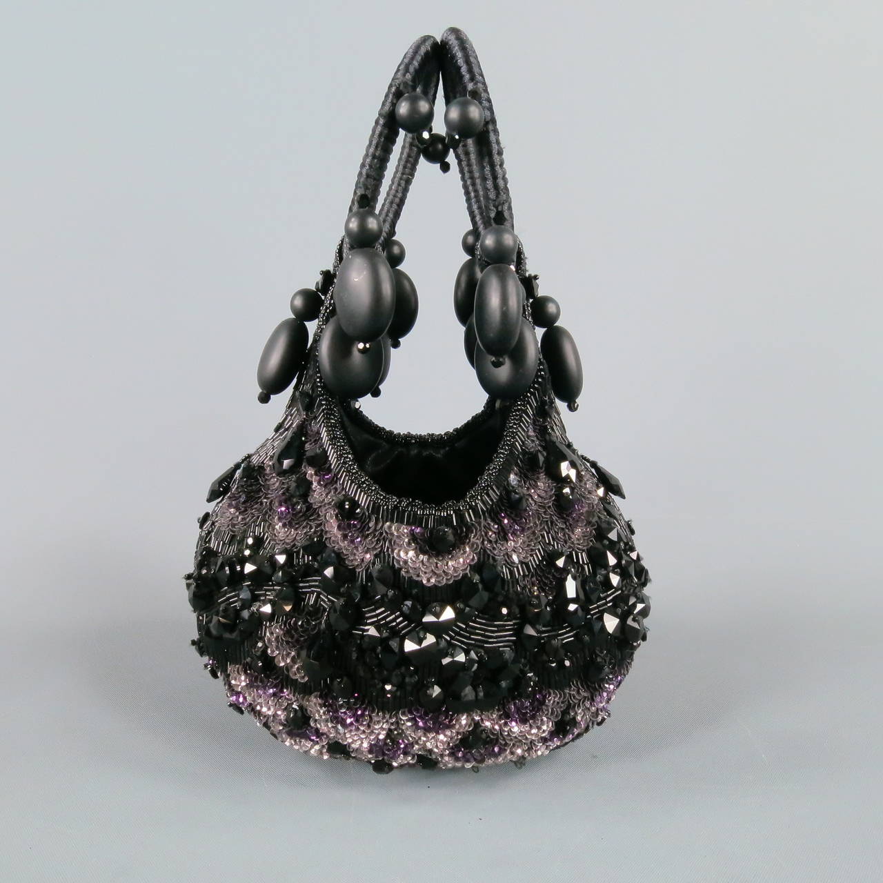 BEAVALDES Sequined/Beaded Satin Evening Bag at 1stDibs
