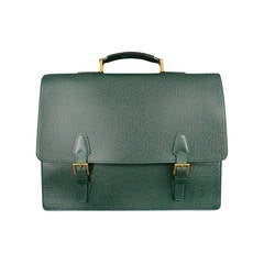 LOUIS VUITTON -Tashkent-  Green Taiga Leather Briefcase