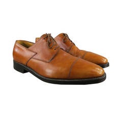 Used JOHN LOBB "BROOK"  Size 9.5 Cap Toe Tan Leather Lace Up