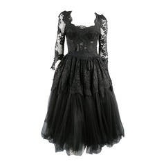 DOLCE & GABBANA Size 6 Black Lace Cocktail Dress