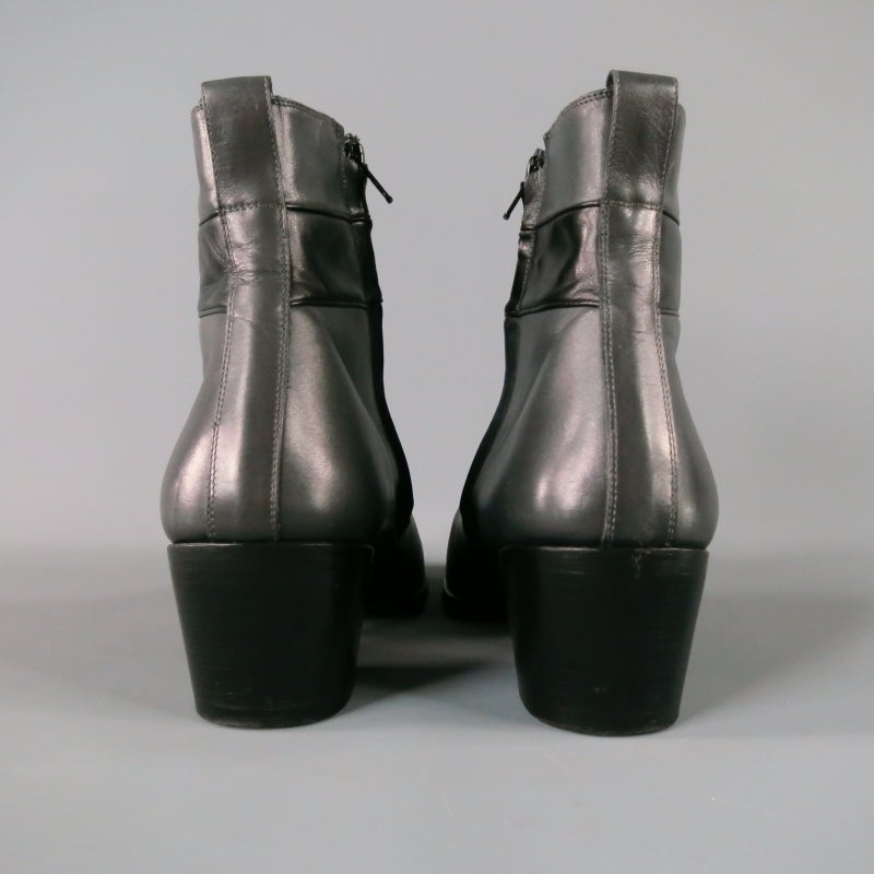 Black DIOR HOMME Size 10 Men's Leather Slate Boots