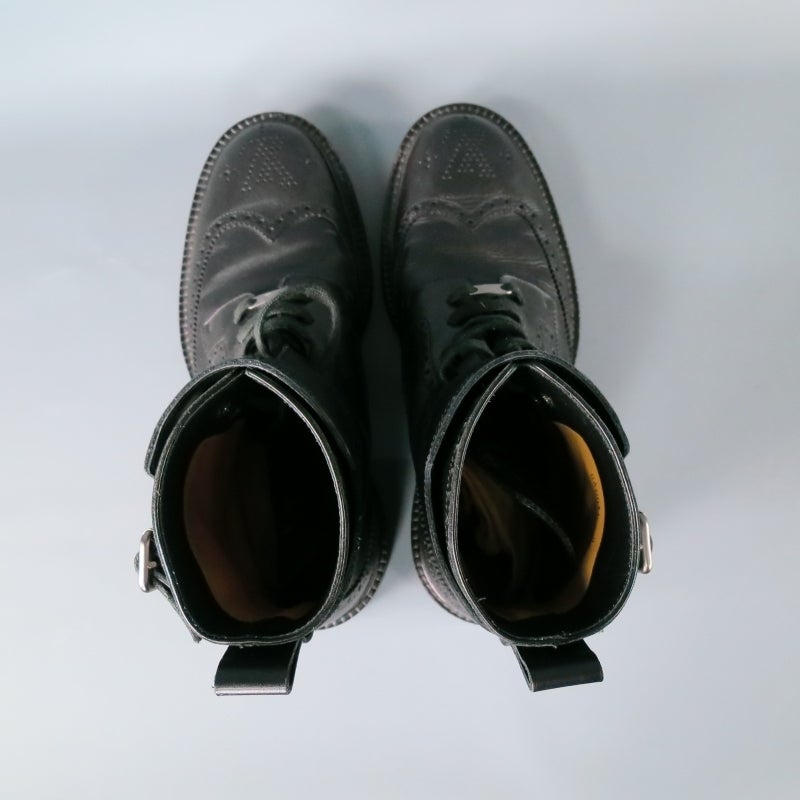 Men's LOUIS VUITTON Size 11 Leather Wingtip Black Ankle Boots