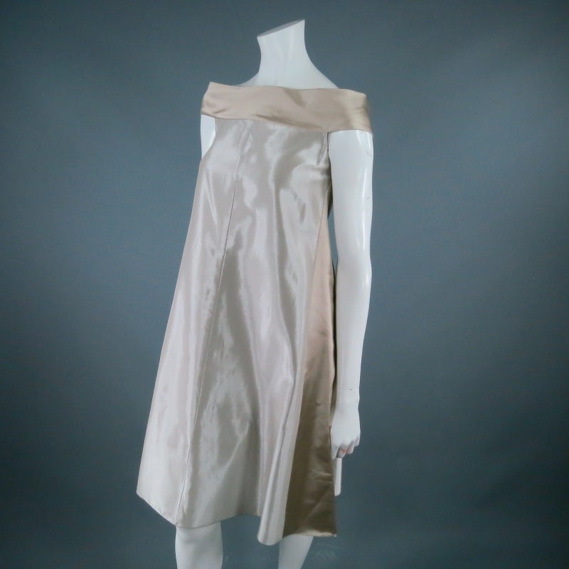 1990's CHANEL Size 6 Silver Silk Blend Futuristic Cocktail Dress In Excellent Condition In San Francisco, CA