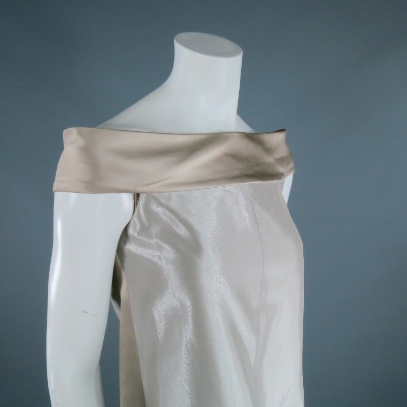 1990's CHANEL Size 6 Silver Silk Blend Futuristic Cocktail Dress 5