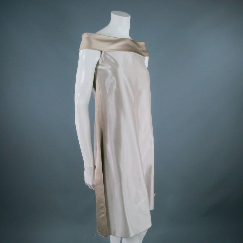 Women's 1990's CHANEL Size 6 Silver Silk Blend Futuristic Cocktail Dress