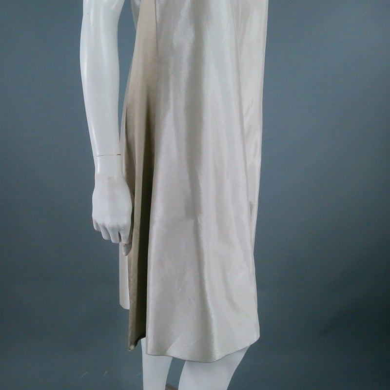 1990's CHANEL Size 6 Silver Silk Blend Futuristic Cocktail Dress 2