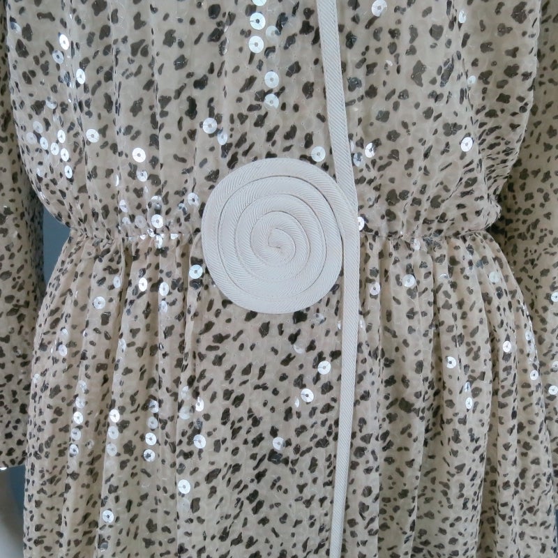 Men's GIORGIO ARMANI Size S Beige Sequin Chiffon Wrap Dress