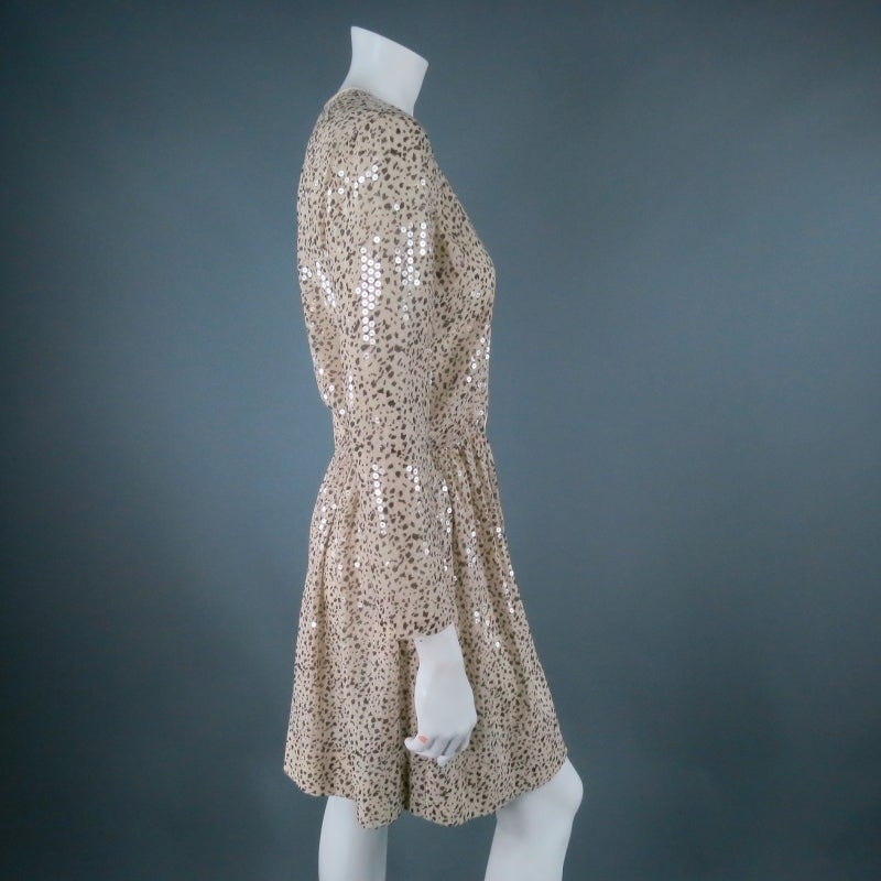 GIORGIO ARMANI Size S Beige Sequin Chiffon Wrap Dress 1