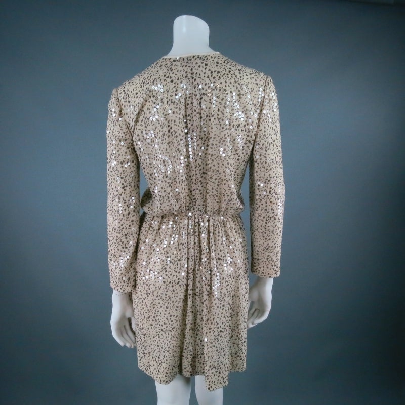 GIORGIO ARMANI Size S Beige Sequin Chiffon Wrap Dress 2