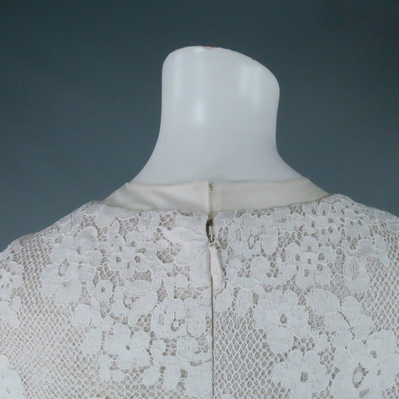 Women's MONIQUE LHUILLIER Size 4 Off White Crochet Lace Cocktail Dress
