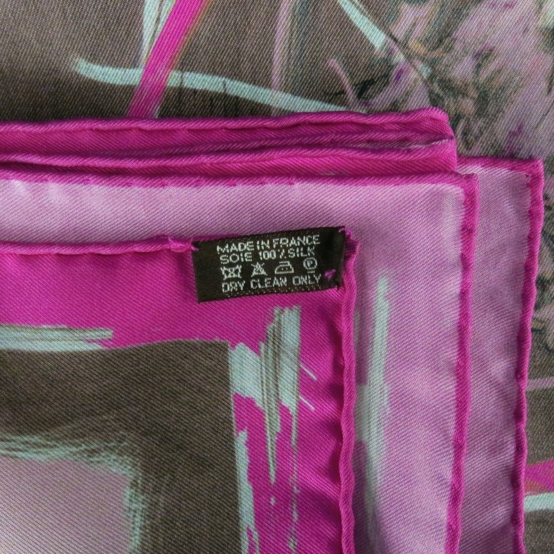 HERMES -New Springs- Pink Silk Scarves In Excellent Condition In San Francisco, CA