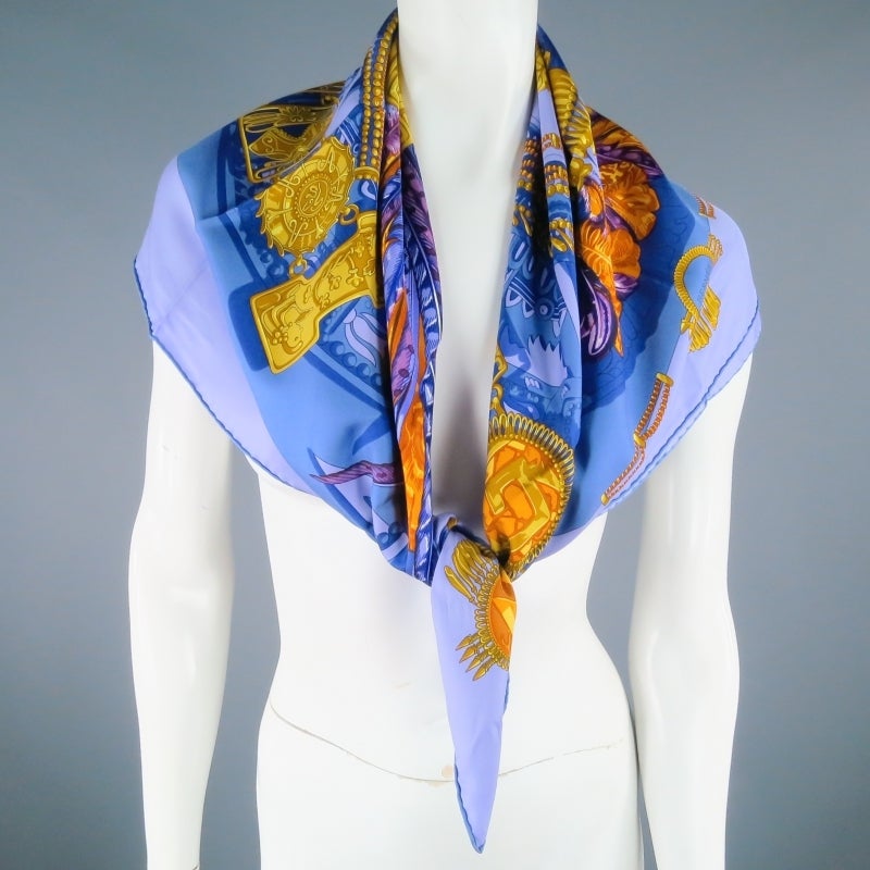 HERMES -Mexique- Purple Silk Scarf 2
