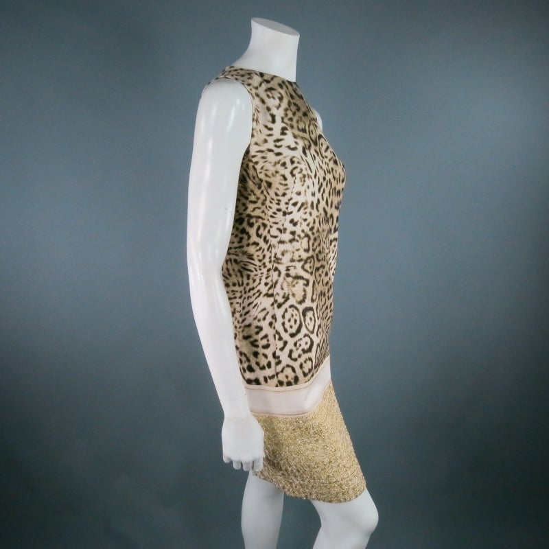 Brown GIAMBATTISTA VALLI Size 4 Cheetah Print & Gold Color Cocktail Holiday Dress