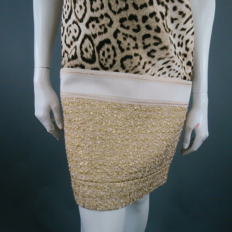 GIAMBATTISTA VALLI Size 4 Cheetah Print & Gold Color Cocktail Holiday Dress In Excellent Condition In San Francisco, CA
