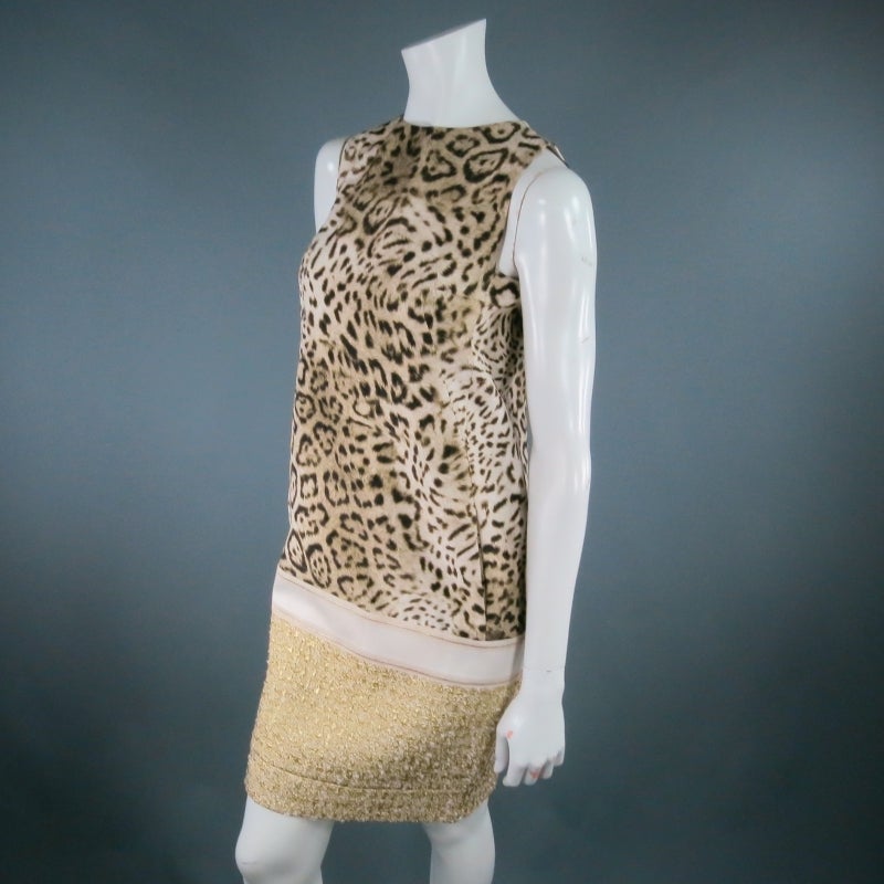 GIAMBATTISTA VALLI Size 4 Cheetah Print & Gold Color Cocktail Holiday Dress 1