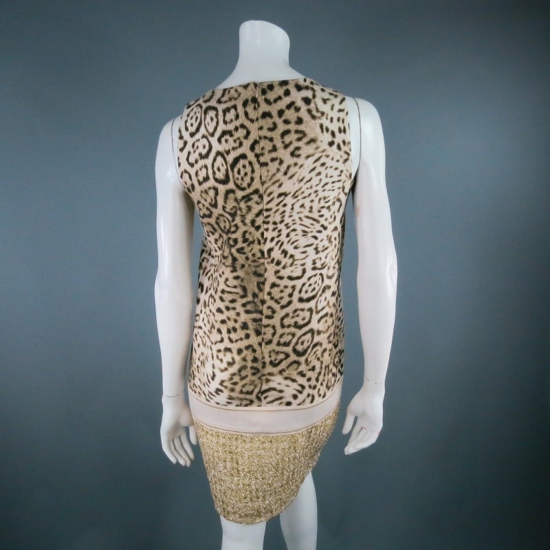 GIAMBATTISTA VALLI Size 4 Cheetah Print & Gold Color Cocktail Holiday Dress 2